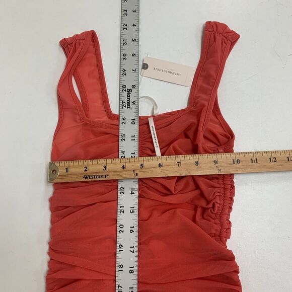 Anthropologie Sheer Mesh Cover Up Dress Womens 2XS Rose Knit Column Ruched Tie - Picture 5 of 16